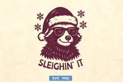 Sleighin’ It SVG, Cool Raccoon Christmas PNG, Funny Holiday Product Image 1