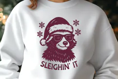 Sleighin’ It SVG, Cool Raccoon Christmas PNG, Funny Holiday Product Image 3