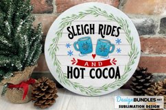 Round Sublimation PNG | Sleigh Rides Hot Cocoa Mugs Wreath Product Image 1