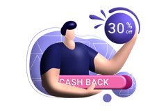 cashback coupon 3d rendering Illustration for 50 off Product Image 2