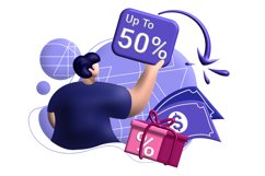 cashback coupon 3d rendering Illustration for 50 off Product Image 9
