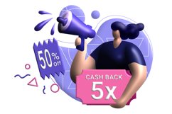 cashback coupon 3d rendering Illustration for 50 off Product Image 8