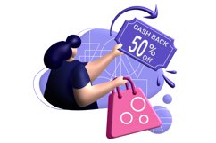 cashback coupon 3d rendering Illustration for 50 off Product Image 4
