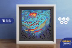 Whale and Mermaid Girl 3D Shadow Box - Mermaid Girl 3D Light Product Image 1