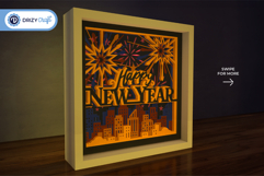 Happy New Year Light Box - New Year 3D SVG Product Image 2