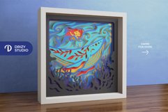 Whale and Mermaid Girl 3D Shadow Box - Mermaid Girl 3D Light Product Image 2