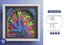 Peacock 3D Shadow Box - Crafting 3D SVG Product Image 3