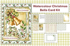 Watercolour Christmas Bells Card Making Kit with envelope Product Image 1