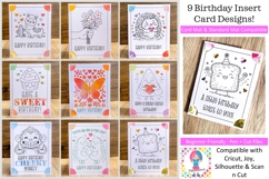 Birthday Insert Card SVG Bundle | 9 Holiday Card Designs Product Image 1
