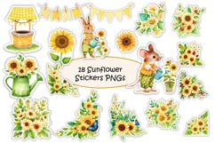 Summer Sunflower Flower Stickers for Planners, Journals PNGs Product Image 1