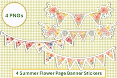 Summer Flower Banner Stickers for Planners, Journals, PNG Product Image 1