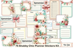 Shabby Chic Planner Stickers Kit 2 75 Items, PNGs Product Image 1