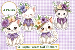 Purple Forest Cats Stickers Stickers, PNGs Product Image 1