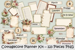 Cottagecore Planner Kit 123 Items, PNGs Product Image 1