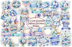 Cute Summer Planner Stickers Kit 66 Items, PNGs Product Image 1