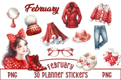 30 February Valentine Planner Stickers PNGs Product Image 1