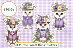 Purple Forest Owl Stickers Stickers, PNGs Product Image 1