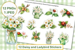 Cute Ladybird and Daisies Stickers PNG Product Image 1