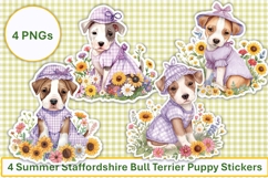 Summer Flower Staffy Puppy Stickers, planner sticker Product Image 1
