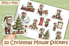 Vintage Christmas Mouse Stickers PNG and JPEG Product Image 1