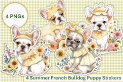 Summer Flower French Bulldog Puppy Stickers, planner sticker Product Image 1