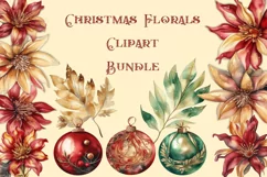 24 Piece Christmas Florals Watercolour Clipart PNG Product Image 1