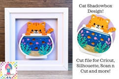 Cat and Fishbowl SVG | 3D Shadowbox Product Image 1