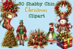 30 Shabby Chic Christmas Clipart PNGs Product Image 1