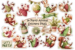 34 Drunken Party Animal Stickers PNG Product Image 1