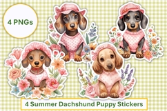 Summer Flower Dachshund Puppy Stickers, planner sticker Product Image 1