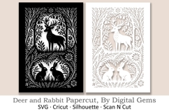Woodland Deer &amp; Bunnies Papercut Template | SVG Product Image 1