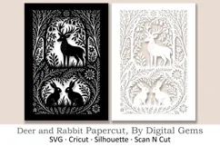 Woodland Deer & Bunnies Papercut Template | SVG Product Image 1