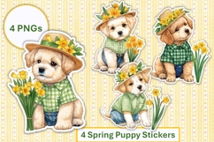 Spring Puppy Stickers Scrapbooks, Planners, Laptops, PNG Product Image 1