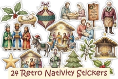 24 Christmas Nativity Stickers PNGs Product Image 1