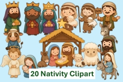 20 Christmas Nativity Characters clipart PNGs Product Image 1