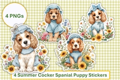 Summer Flower Cocker Spaniel Puppy Stickers, planner sticker Product Image 1