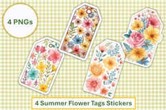 Summer Flower Gift Tag Stickers for Planners, Journals, PNG Product Image 1
