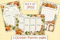 October Planner Pages Daily, weekly, monthly JPEG Product Image 1