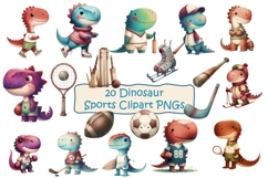 Cute Dinosaur sports Clipart PNG Product Image 1