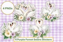 Purple Forest Swans Stickers Stickers, PNGs Product Image 1