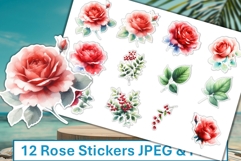 12 Romantic Roses Stickers JPEG &amp; PNG Product Image 1