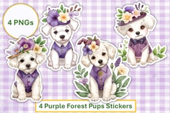 Purple Forest Puppy Stickers Stickers, PNGs Product Image 1