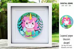 Unicorn. Layered paper design. SVG / PNG / DXF Product Image 1