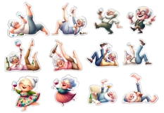 12 Christmas Drunken Grandparents Stickers JPEG and PNGs Product Image 2