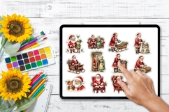 Vintage Christmas Santa Stickers PNG and JPEG Product Image 2