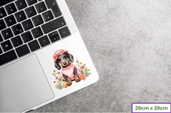 Summer Flower Dachshund Puppy Stickers, planner sticker Product Image 2