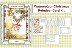 Watercolour Christmas Reindeer Card Making Kit with envelope Product Image 1