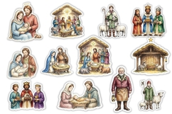 24 Christmas Nativity Stickers PNGs Product Image 2