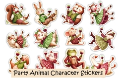 34 Drunken Party Animal Stickers PNG Product Image 2