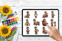 12 Cute Fergus the Christmas Bear Stickers PNG Product Image 2